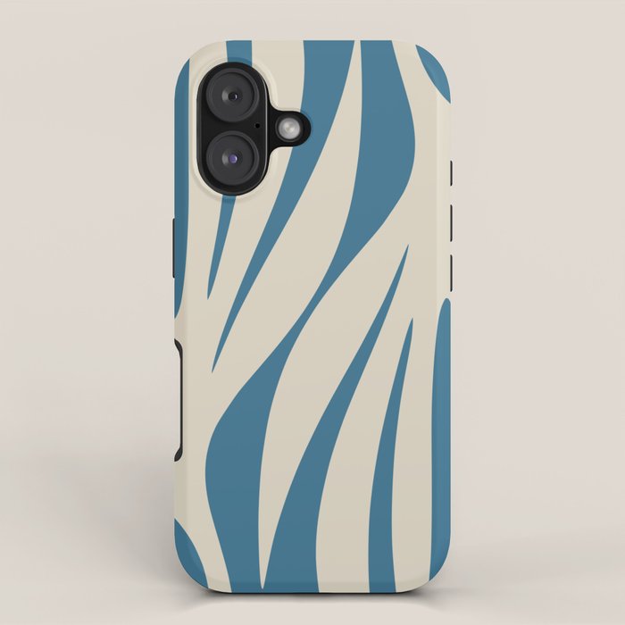 Maldives Leaves Abstract Pattern in Boho Blue and Beige iPhone Case Gallery Image 1