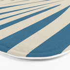 Maldives Leaves Abstract Pattern in Boho Blue and Beige Bath Mat Gallery Image 3