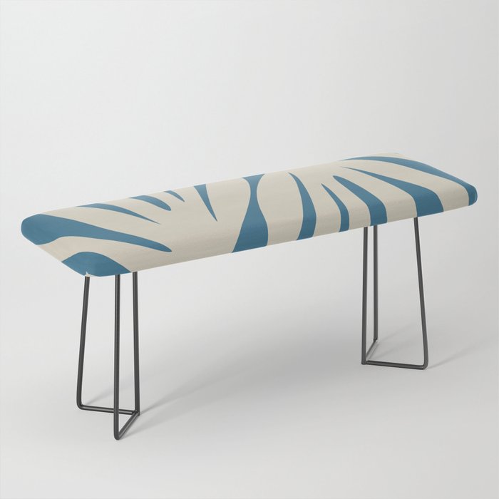 Maldives Leaves Abstract Pattern in Boho Blue and Beige Bench Gallery Image 1