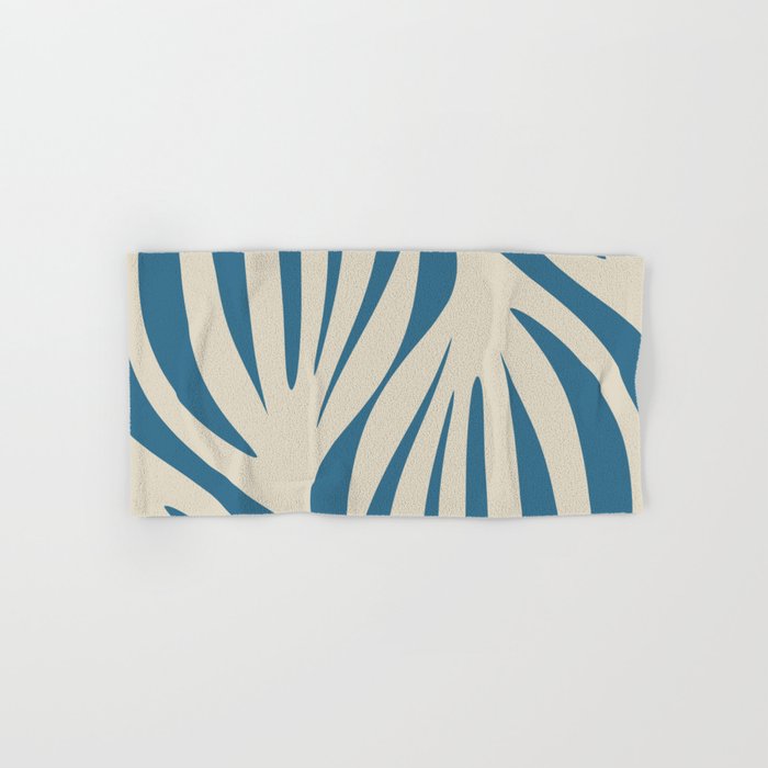 Maldives Leaves Abstract Pattern in Boho Blue and Beige Bath Towel Gallery Image 1