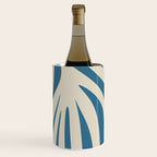 Maldives Leaves Abstract Pattern in Boho Blue and Beige Wine Chiller Gallery Image 3