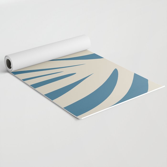 Maldives Leaves Abstract Pattern in Boho Blue and Beige Yoga Mat Gallery Image 2