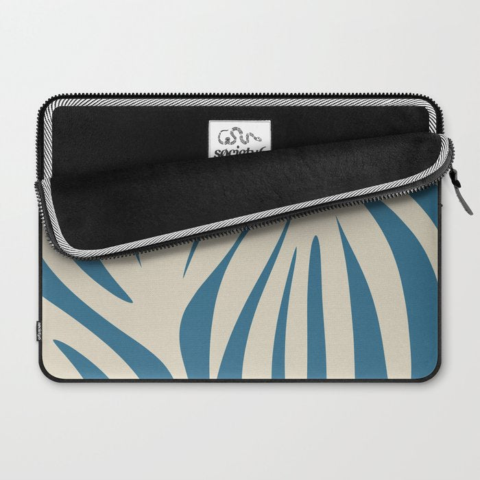 Maldives Leaves Abstract Pattern in Boho Blue and Beige Laptop Sleeve Gallery Image 2
