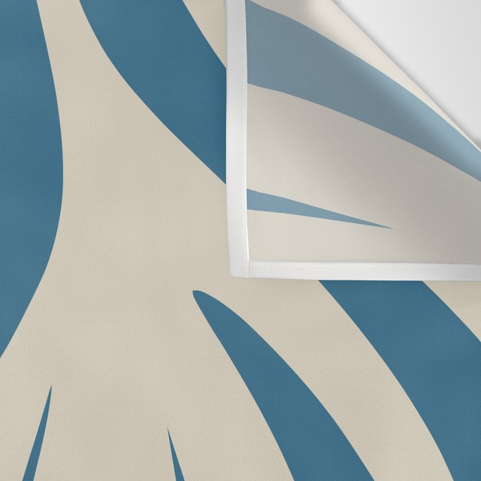 Maldives Leaves Abstract Pattern in Boho Blue and Beige Wall Tapestry Gallery Image 3