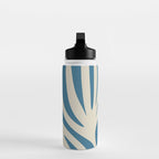 Maldives Leaves Abstract Pattern in Boho Blue and Beige Water Bottle Gallery Image 3