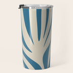 Maldives Leaves Abstract Pattern in Boho Blue and Beige Travel Mug Gallery Image 3