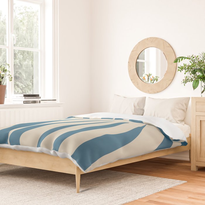 Maldives Leaves Abstract Pattern in Boho Blue and Beige Duvet Cover Gallery Image 2