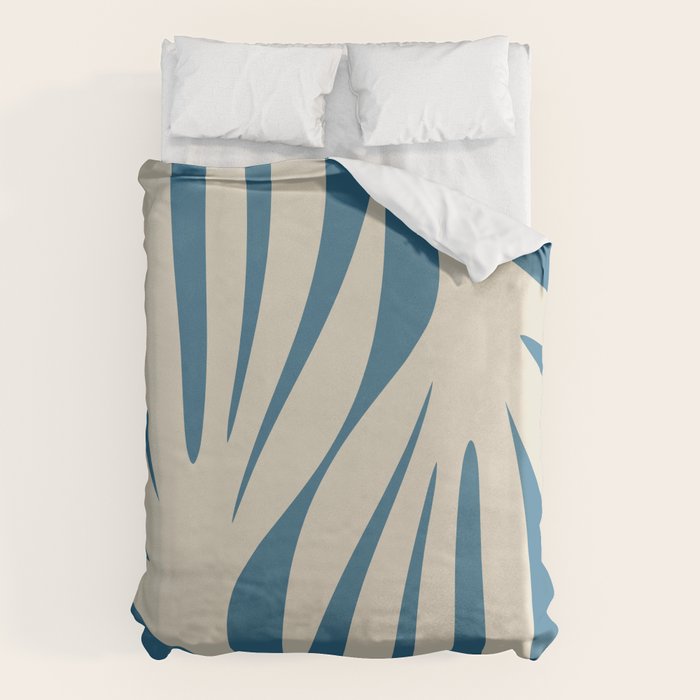 Maldives Leaves Abstract Pattern in Boho Blue and Beige Duvet Cover Gallery Image 6