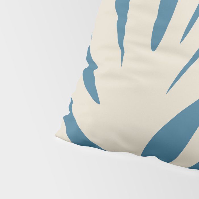 Maldives Leaves Abstract Pattern in Boho Blue and Beige Pillow Sham Gallery Image 4
