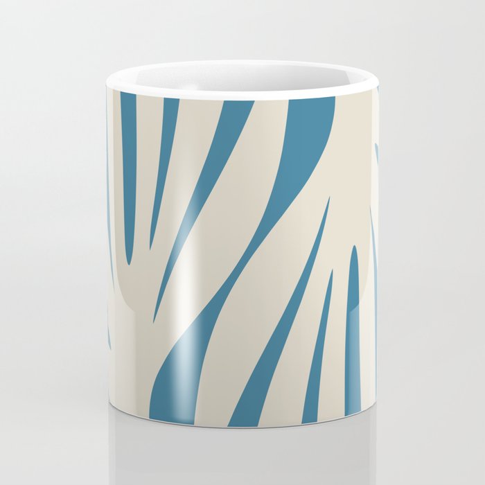 Maldives Leaves Abstract Pattern in Boho Blue and Beige Coffee Mug Gallery Image 4