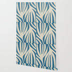 Maldives Leaves Abstract Pattern in Boho Blue and Beige Wallpaper Gallery Image 2