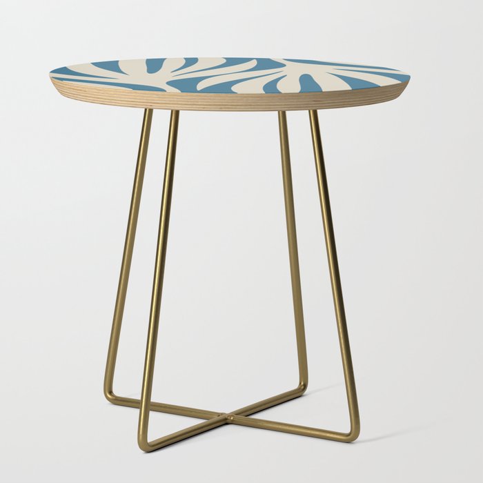 Maldives Leaves Abstract Pattern in Boho Blue and Beige Side Table Gallery Image 1