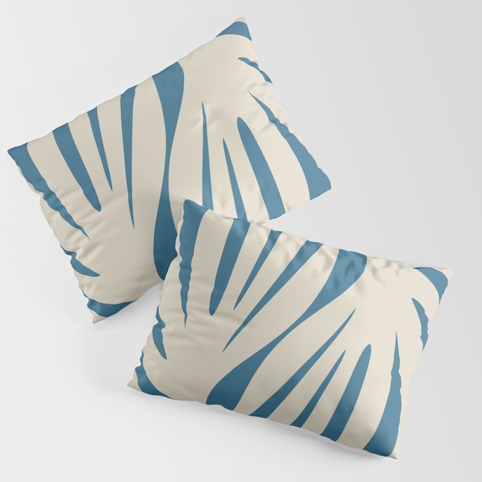 Maldives Leaves Abstract Pattern in Boho Blue and Beige Pillow Sham Gallery Image 1