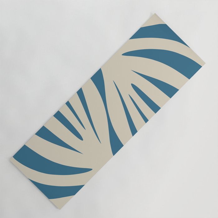 Maldives Leaves Abstract Pattern in Boho Blue and Beige Yoga Mat Gallery Image 1