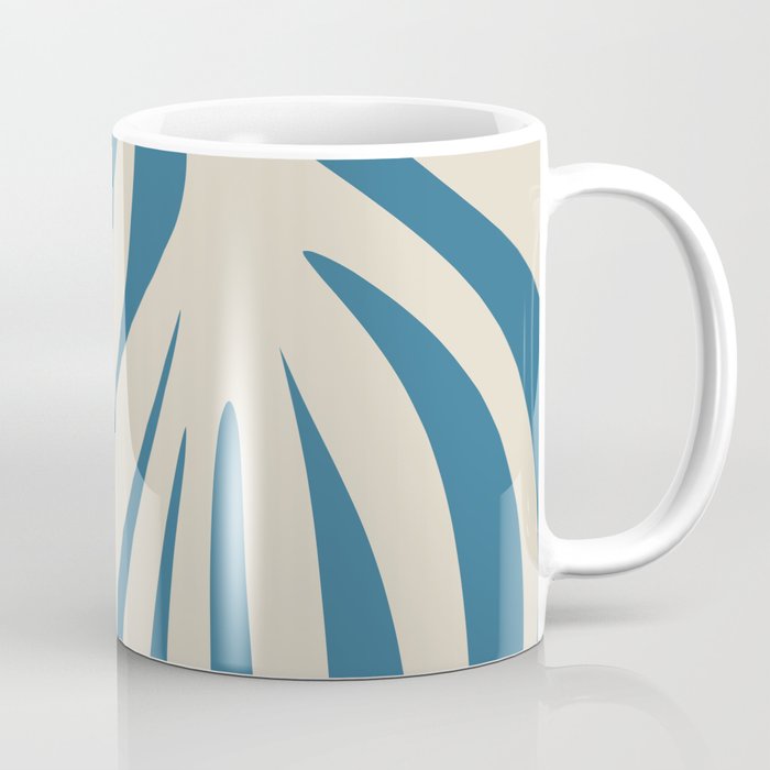 Maldives Leaves Abstract Pattern in Boho Blue and Beige Coffee Mug Gallery Image 1