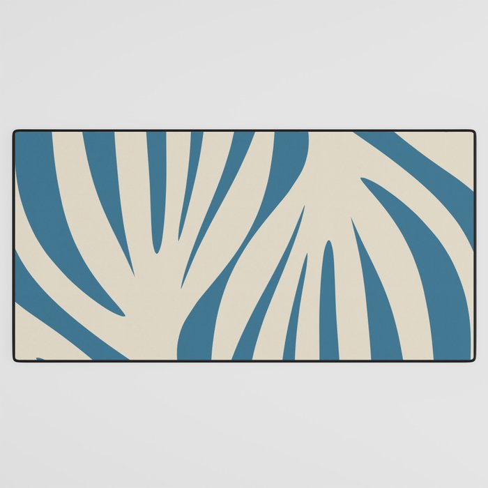 Maldives Leaves Abstract Pattern in Boho Blue and Beige Desk Mat Gallery Image 3