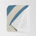Maldives Leaves Abstract Pattern in Boho Blue and Beige Throw Blanket Gallery Image 3