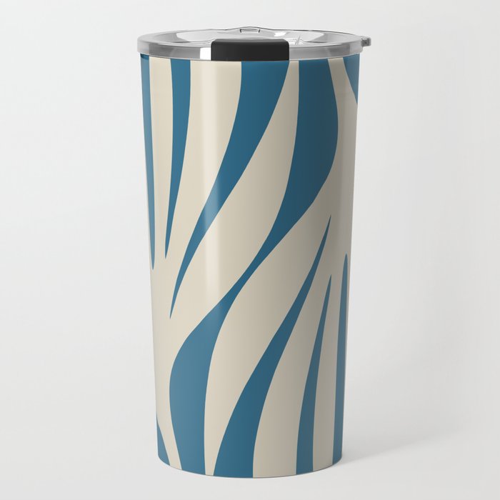 Maldives Leaves Abstract Pattern in Boho Blue and Beige Travel Mug Gallery Image 1
