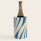 Maldives Leaves Abstract Pattern in Boho Blue and Beige Wine Chiller Gallery Image 1