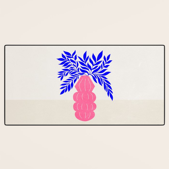 Ruby Pink Vase & Electric Leaves: Vases & Stuff 01 Desk Mat Gallery Image 3