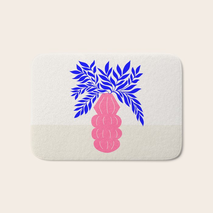 Ruby Pink Vase & Electric Leaves: Vases & Stuff 01 Bath Mat Gallery Image 1