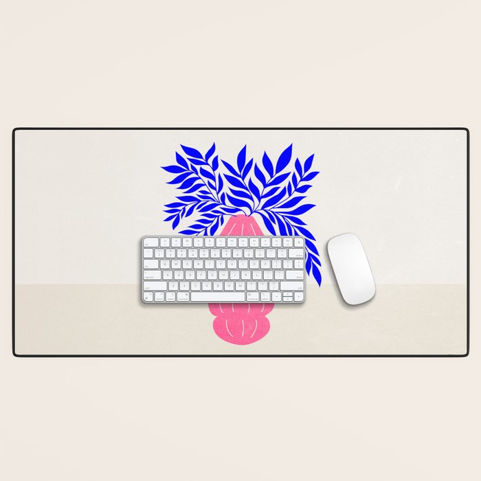 Ruby Pink Vase & Electric Leaves: Vases & Stuff 01 Desk Mat Gallery Image 1