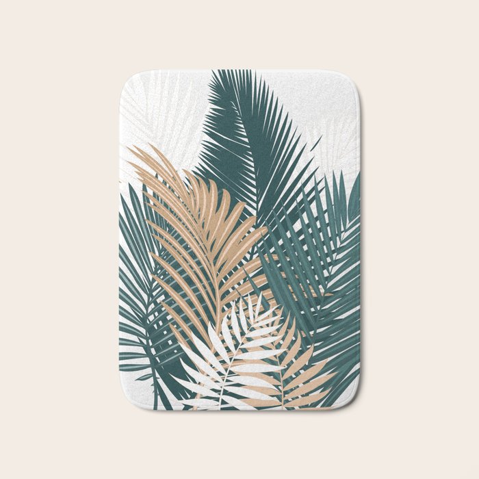 Gold and Green Palm Leaves Bath Mat Gallery Image 1
