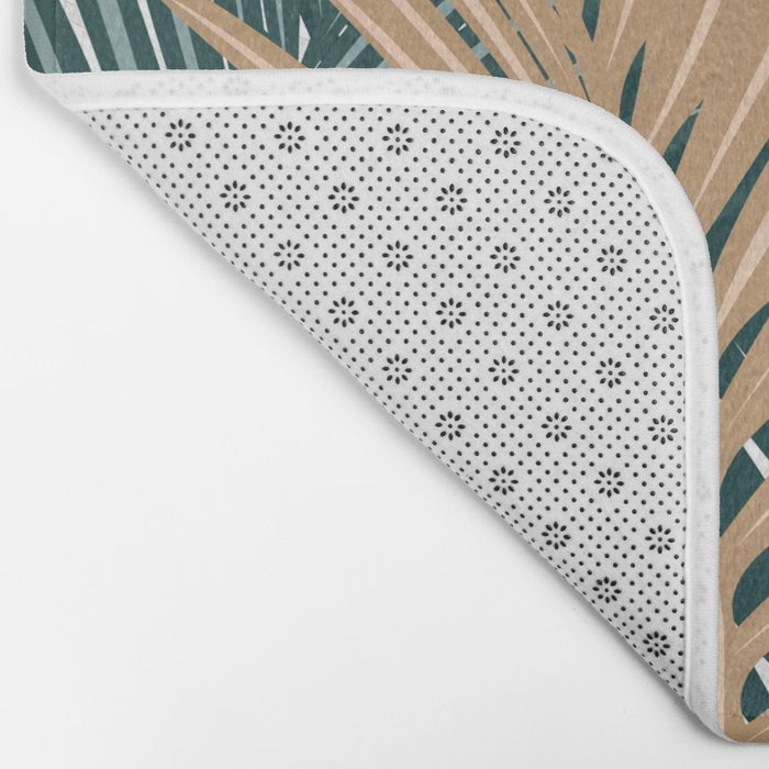 Gold and Green Palm Leaves Bath Mat Gallery Image 2