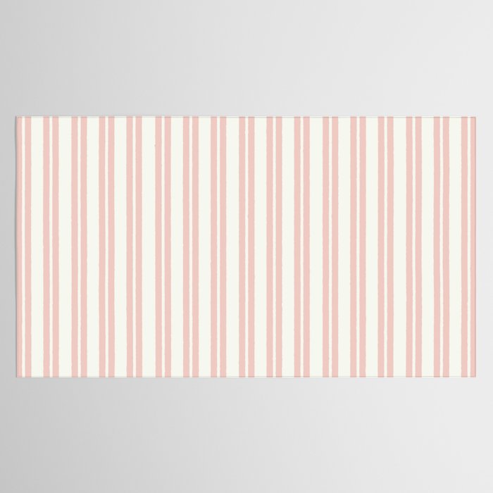 Classic Double Stripe Pattern in Pale Blush and Nearly White Tablecloth Gallery Image 2