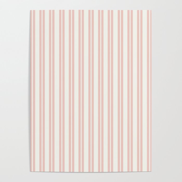 Classic Double Stripe Pattern in Pale Blush and Nearly White Poster Gallery Image 4