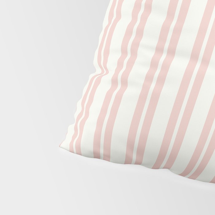 Classic Double Stripe Pattern in Pale Blush and Nearly White Pillow Sham Gallery Image 4
