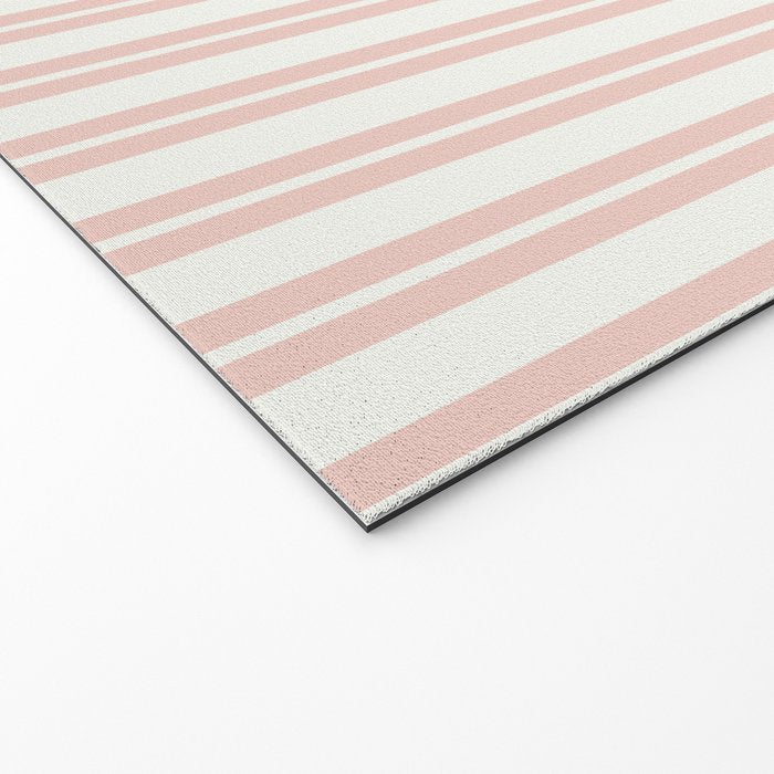 Classic Double Stripe Pattern in Pale Blush and Nearly White Welcome Mat Gallery Image 2