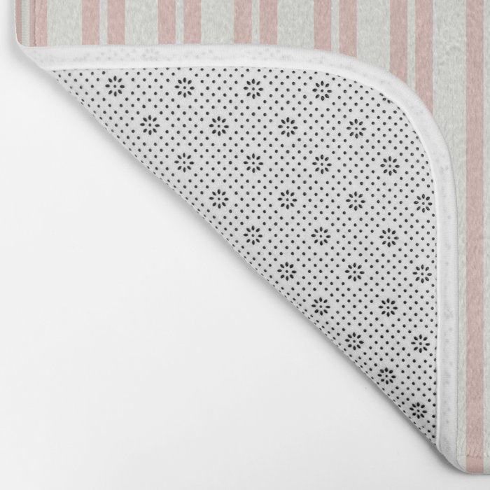 Classic Double Stripe Pattern in Pale Blush and Nearly White Bath Mat Gallery Image 2