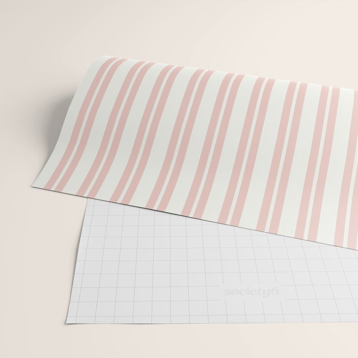 Classic Double Stripe Pattern in Pale Blush and Nearly White Wrapping Paper Gallery Image 2