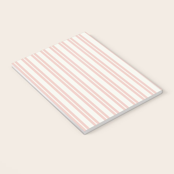 Classic Double Stripe Pattern in Pale Blush and Nearly White Notebook Gallery Image 3