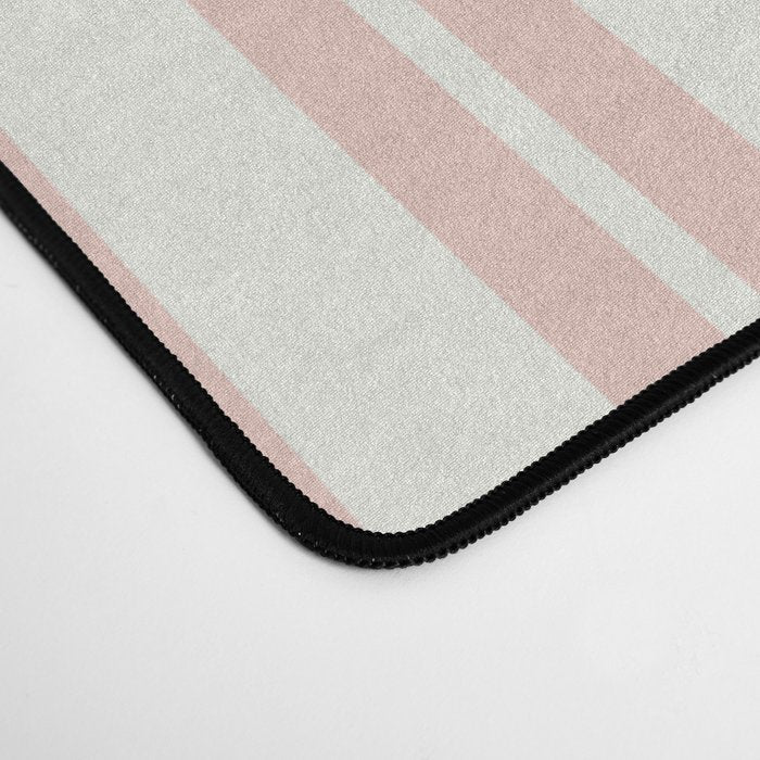 Classic Double Stripe Pattern in Pale Blush and Nearly White Desk Mat Gallery Image 4