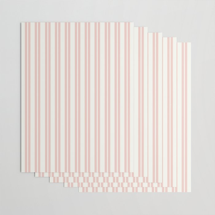 Classic Double Stripe Pattern in Pale Blush and Nearly White Wrapping Paper Gallery Image 3