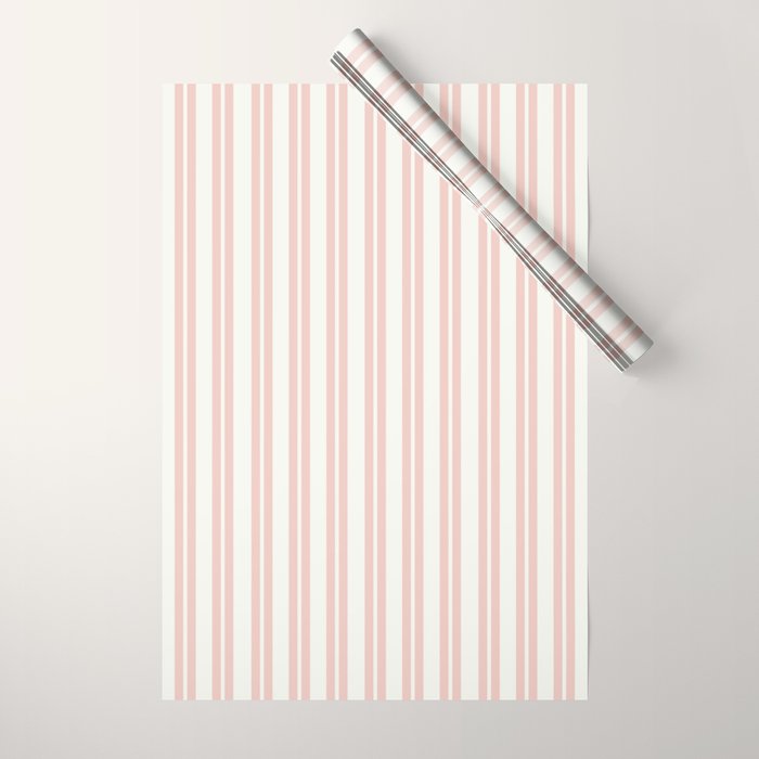 Classic Double Stripe Pattern in Pale Blush and Nearly White Wrapping Paper Gallery Image 1