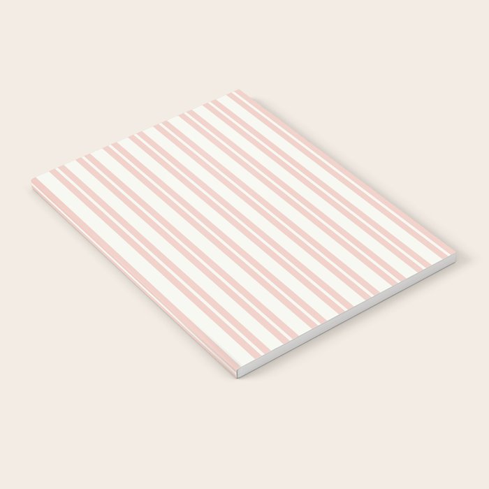 Classic Double Stripe Pattern in Pale Blush and Nearly White Notebook Gallery Image 1