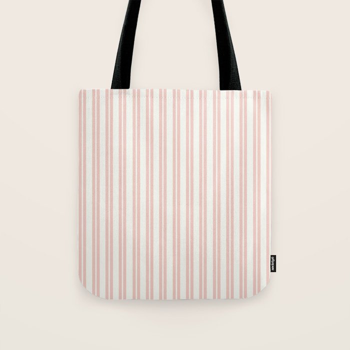 Classic Double Stripe Pattern in Pale Blush and Nearly White Tote Bag Gallery Image 1