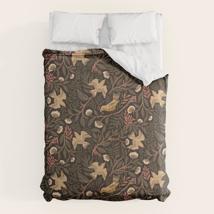 Secret Garden Spring Birds - Forest Green Comforter Gallery Image 6