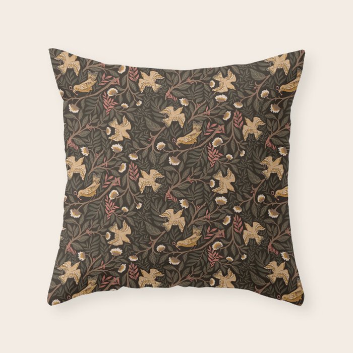 Secret Garden Spring Birds - Forest Green Throw Pillow Gallery Image 6