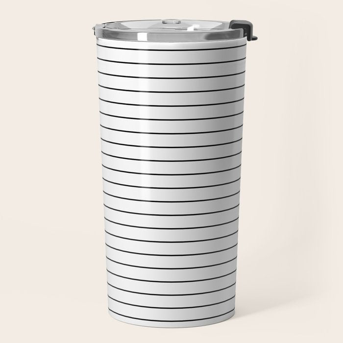Minimal Arch IV Black and White Modern Geometric Lines Travel Mug Gallery Image 2