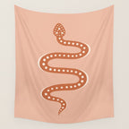 Minimal Snake - Coral & Pink Wall Tapestry Gallery Image 4