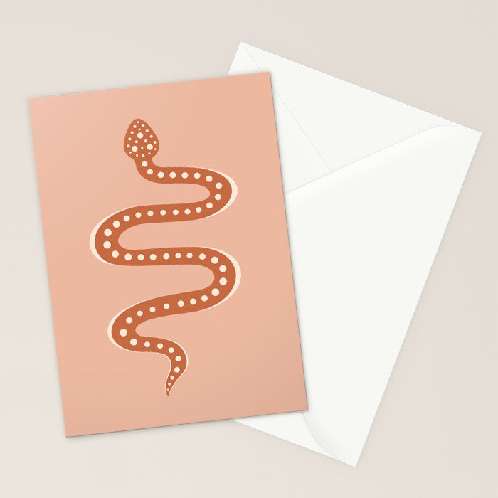 Minimal Snake - Coral & Pink Stationery Card Gallery Image 2