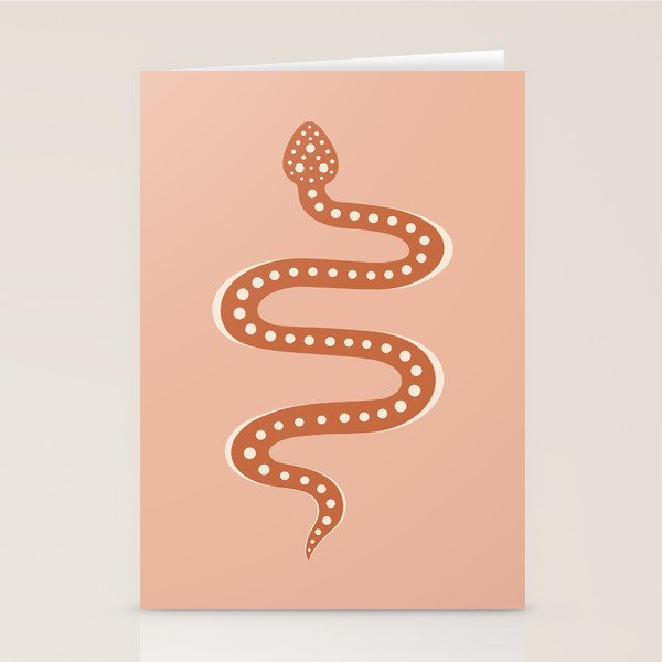 Minimal Snake - Coral & Pink Stationery Card Gallery Image 1