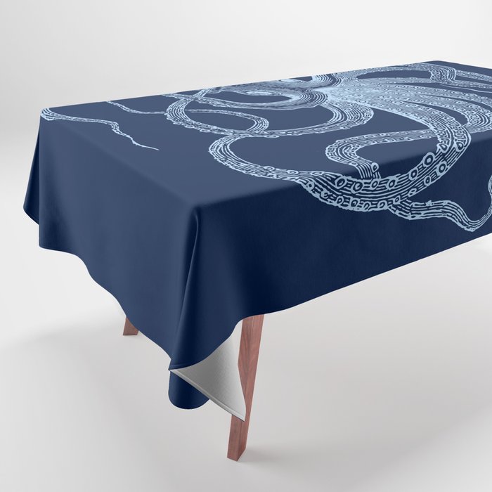 Light-blue octopus on dark blue Tablecloth Gallery Image 1