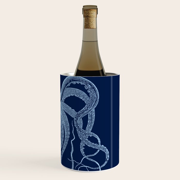 Light-blue octopus on dark blue Wine Chiller Gallery Image 3