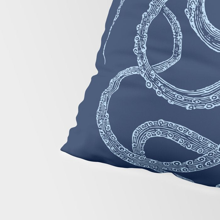 Light-blue octopus on dark blue Pillow Sham Gallery Image 4