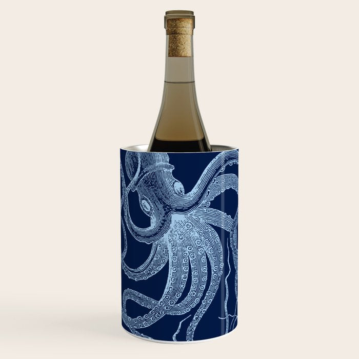 Light-blue octopus on dark blue Wine Chiller Gallery Image 1